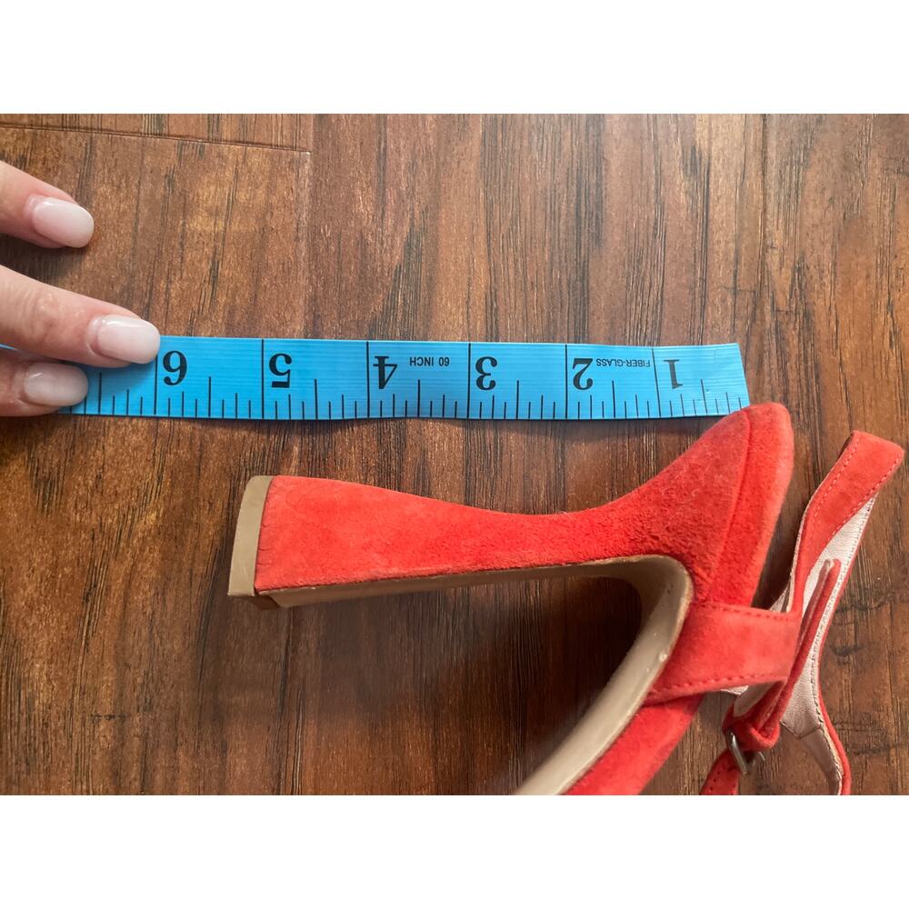 MIU MIU Flared Heel Bow Sandal Red Suede Shoes Size 37.5 US 7 7.5 PRADA Platform - Picture 7 of 7